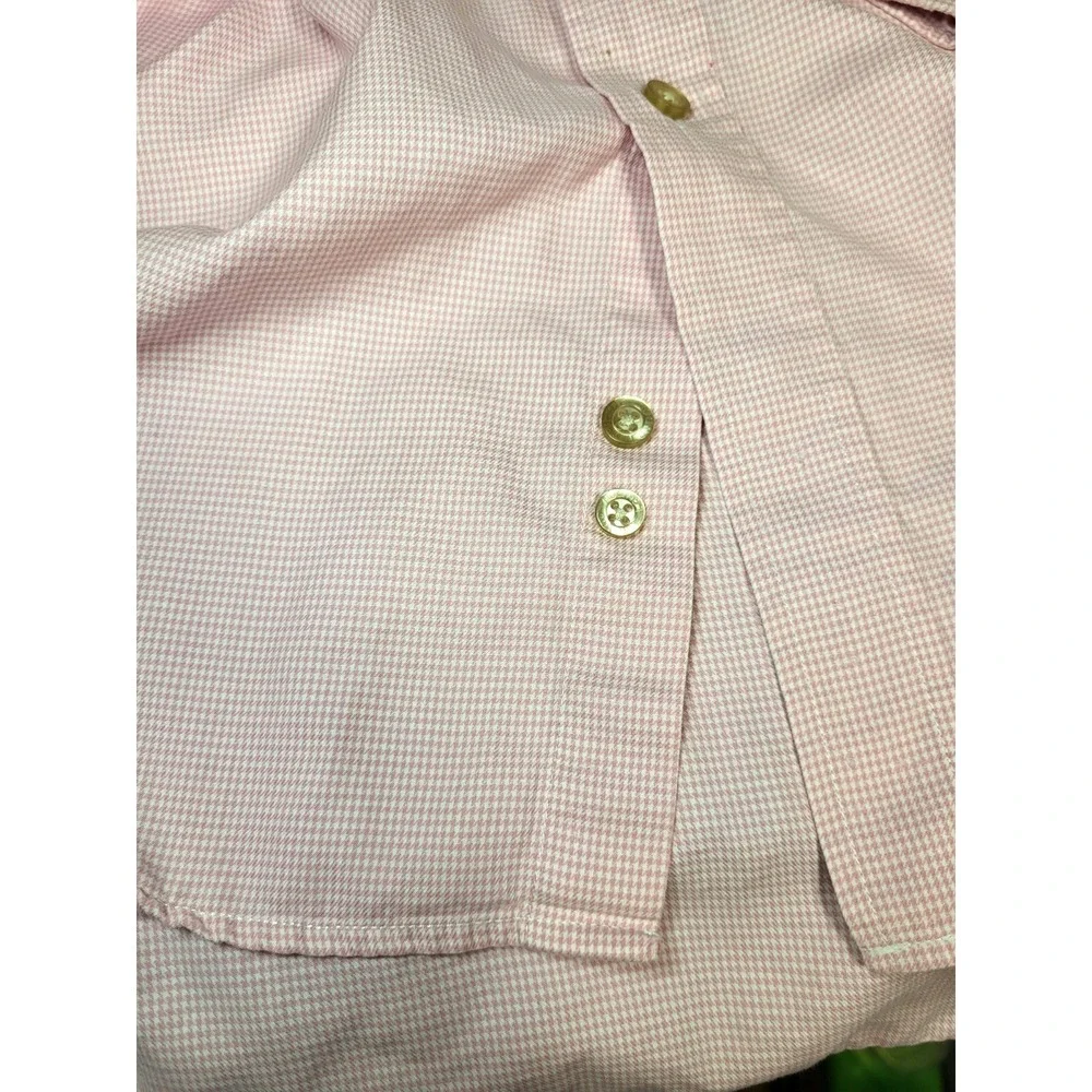 T. Harris London Pink White Herringbone Button‎ Down Shirt Pocket Size Large